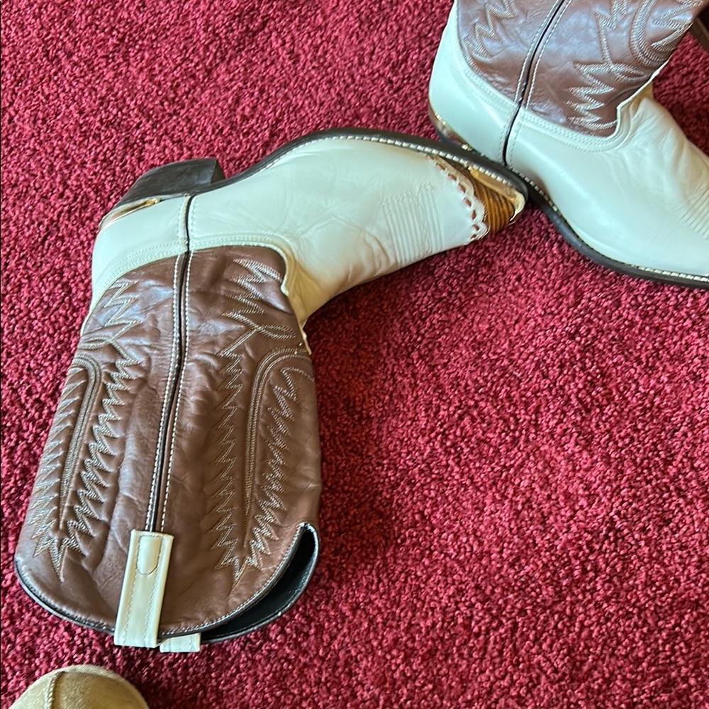 Two-Tone Brown and White Cowboy Boots
